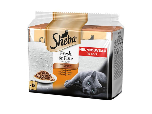 Sheba cibo umido Fresh & Fine salsa varietà pollame, 15 x 50g