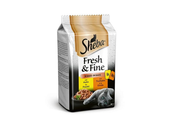 Sheba cibo umido Fresh & Fine in salsa varietà pollame, 6 x 50g