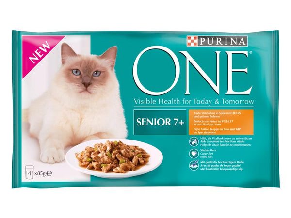 Purina ONE cibo umido Senior 7+ pollo, 4x85g