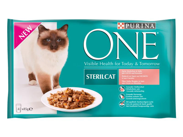 Purina ONE cibo umido Sterilcat salmone, 4x85g