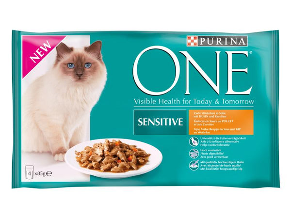 Purina ONE cibo umido Sensitive pollo, 4x85g