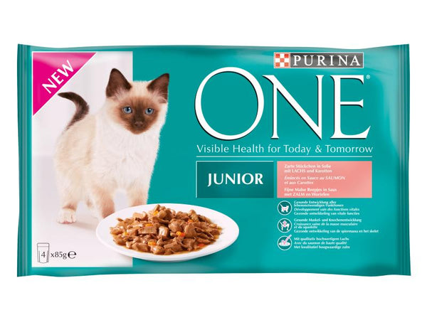 Purina ONE cibo umido Junior salmone, 4x85g