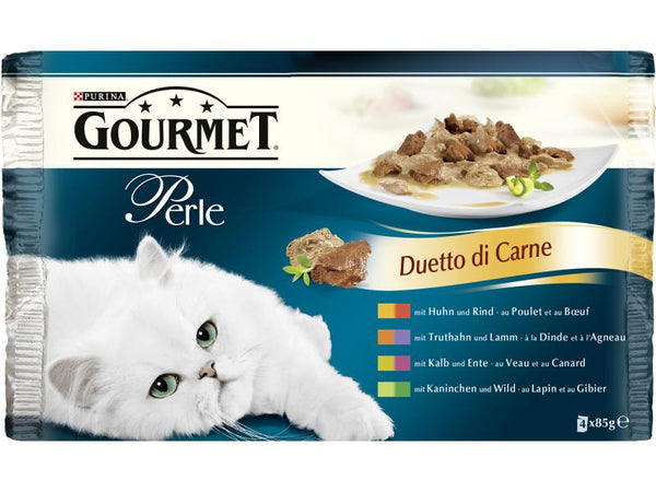 Purina cibo umido Gourmet Perle manzo e pollo, 4x85g