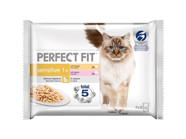 Perfect Fit cibo umido Sensitive con salmone e pollo 4x85g