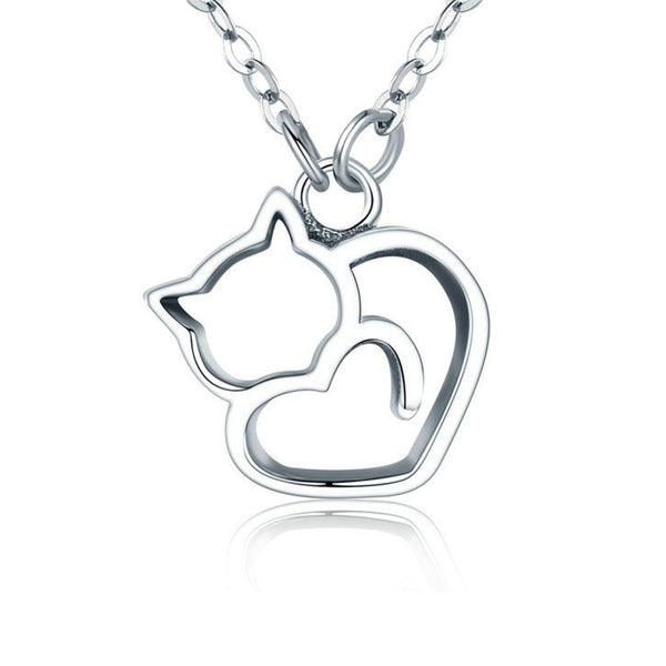 Collana con gatto a forma di cuore