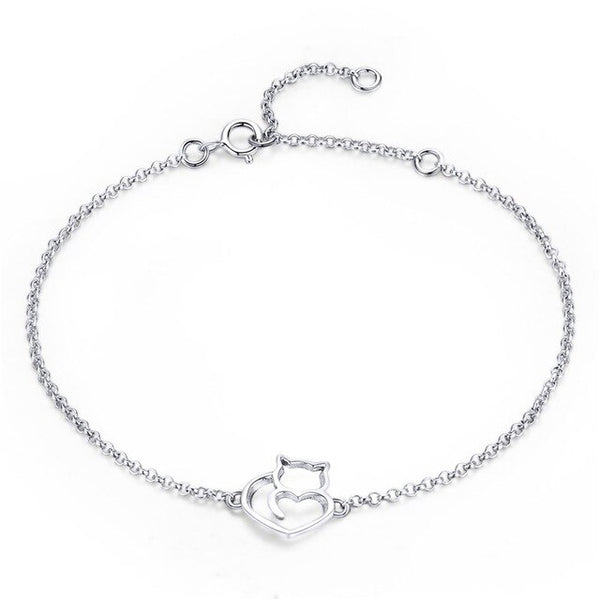 Bracciale con gatto a forma di cuore