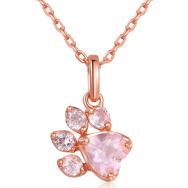 Collana in oro rosato con zampa di gatto